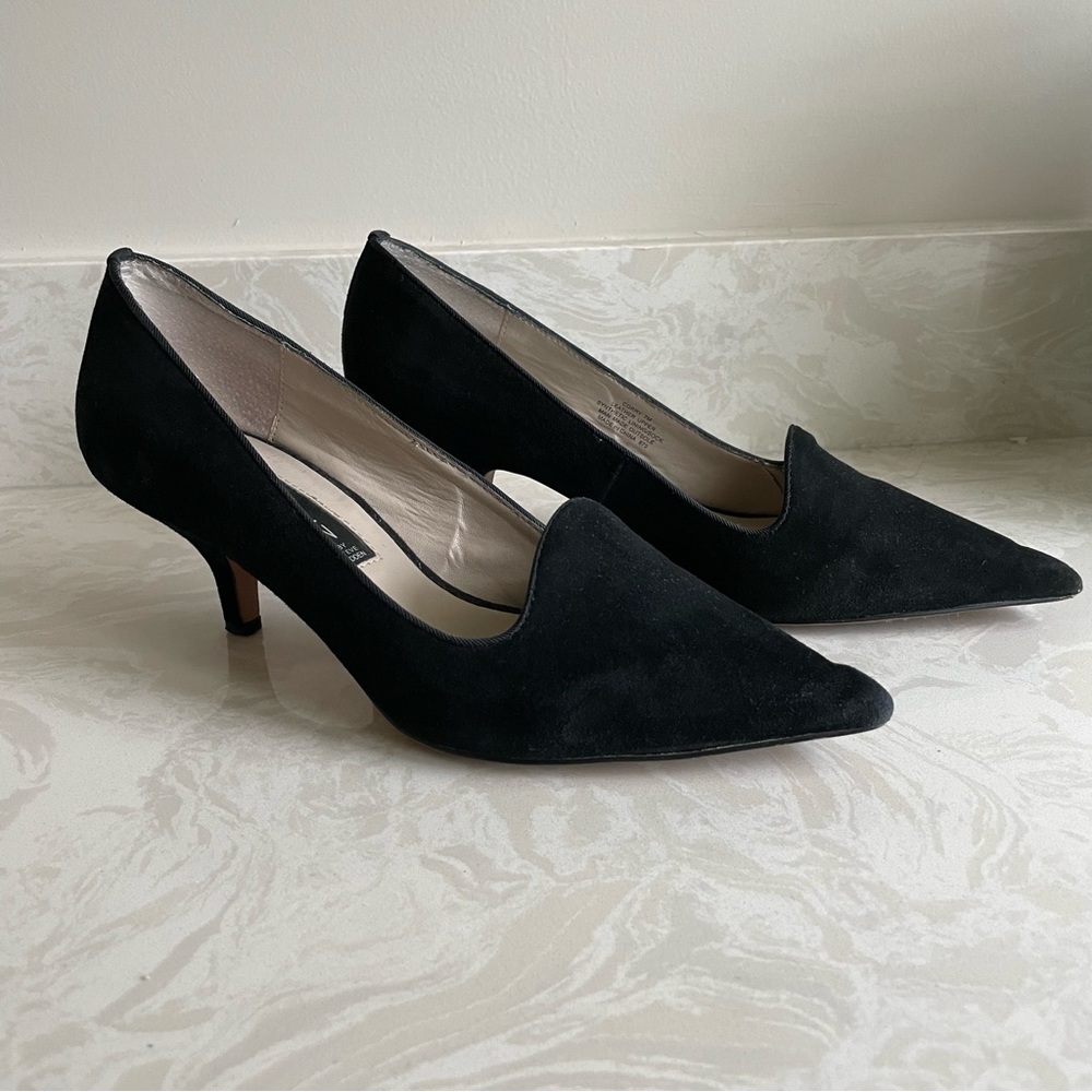 Steven by Steve Madden Black Suede Kitten Heel Pumps